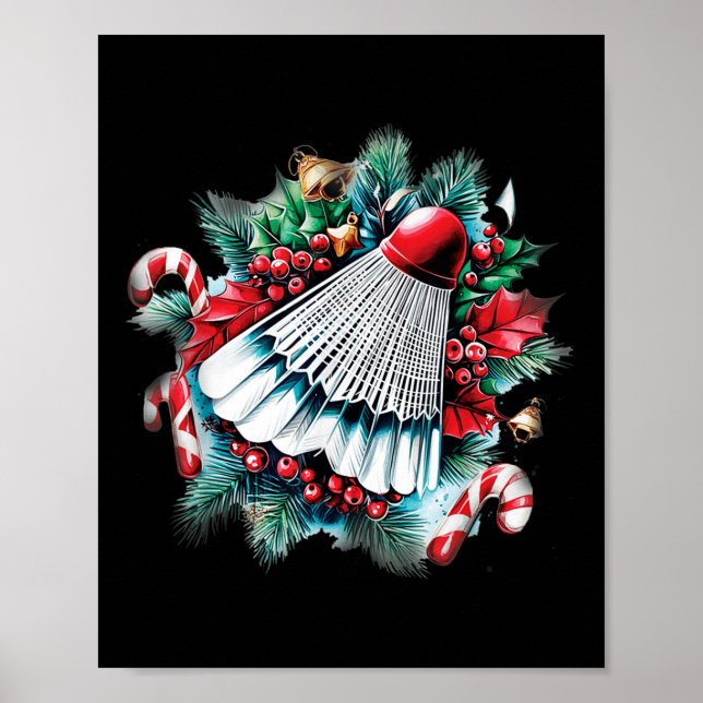 Póster Navidades festivos para amantes de Badminton, Navi (Frente)
