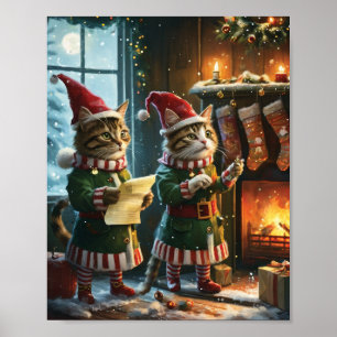 Póster Navidades festivos se preparan para Papá Noel