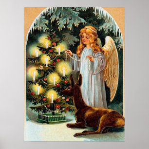 Póster navidades festivos vintage Holiday Angel