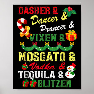 Póster Navidades Fiesta de nombres de alcoholes renos