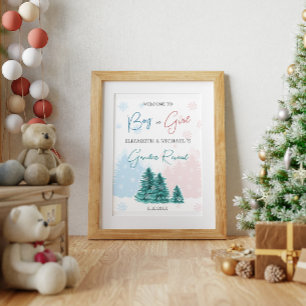 Póster Navidades Fiesta de revelación de género en invier