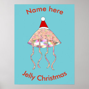 Póster Navidades Fiesta Jellyfish Personalizado Poster