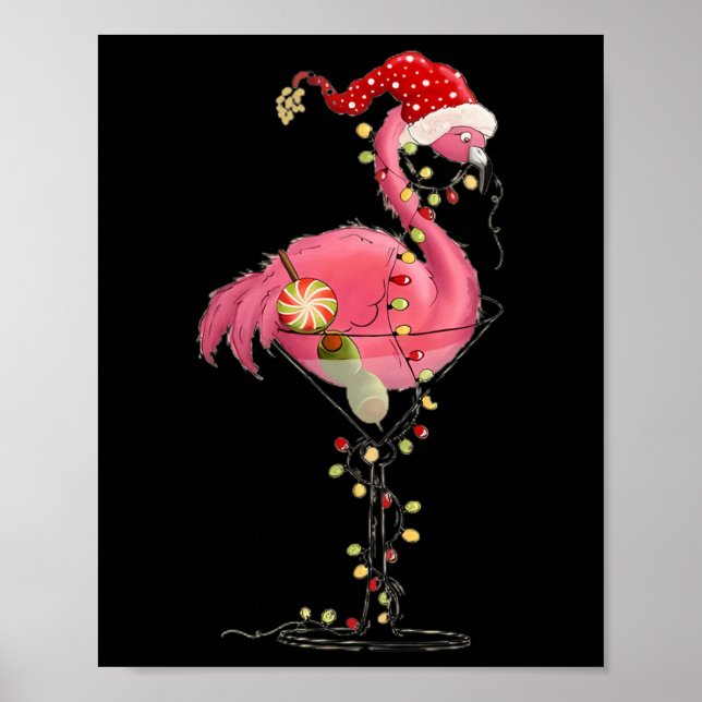 Póster Navidades Flamingo En Martini Gl Por Holi Tropical (Frente)