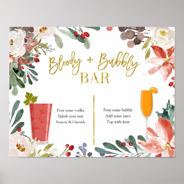 Póster Navidades Floral Bloody Bar (Frente)