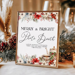 Póster Navidades Floral Holiday Tea Fiesta Photo Booth