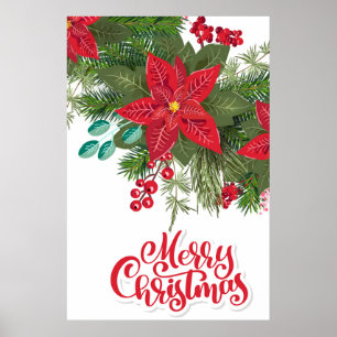 Póster Navidades Floral Poinsettia