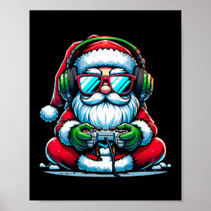 Póster Navidades Gamer Boys videojuego Santa Navidad