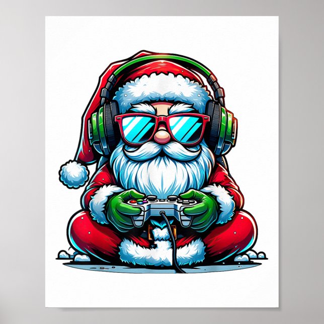 Póster Navidades Gamer Boys videojuego Santa Xmas _1 (Frente)