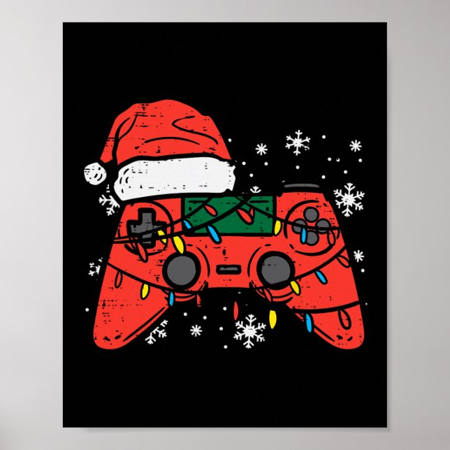Póster Navidades Gamer Controller Xmas Niños Jóvenes Me (Frente)