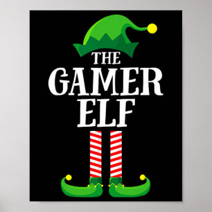 Póster Navidades Gamer Elf Grupo familiar coincidente Chr