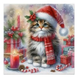 Póster Navidades gatitos festivos y adorables