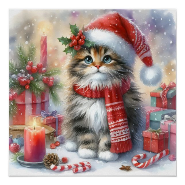 Póster Navidades gatitos festivos y adorables (Anverso)