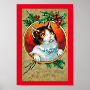 Póster Navidades, Gato de Navidad