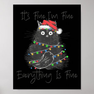 Póster Navidades Gato negro está bien estoy bien todo
