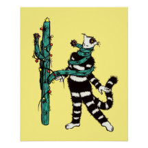 Navidades Gato Y Cactus Xmas Extraños