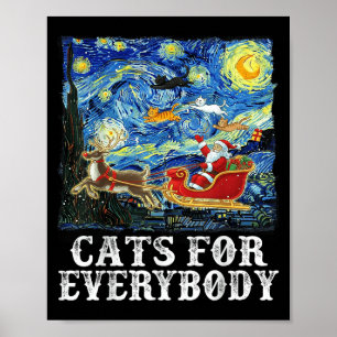 Póster Navidades Gatos De Santa Sleigh Para Todos Starry 