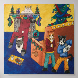 Póster Navidades Gatos de Santa Sorpresa