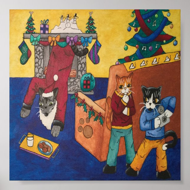 Póster Navidades Gatos de Santa Sorpresa (Frente)