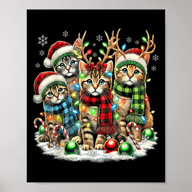 Póster Navidades gatos encienden gatos de Navidades de re (Frente)