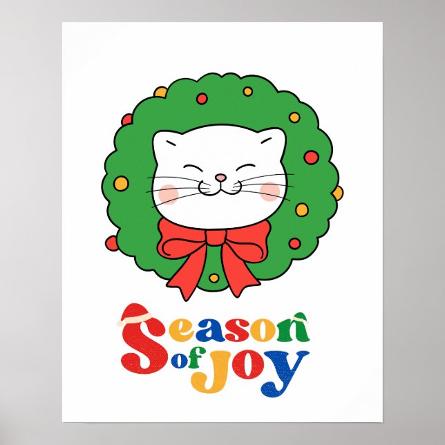 Póster Navidades gatos kawaii comieron una temporada de a (Frente)