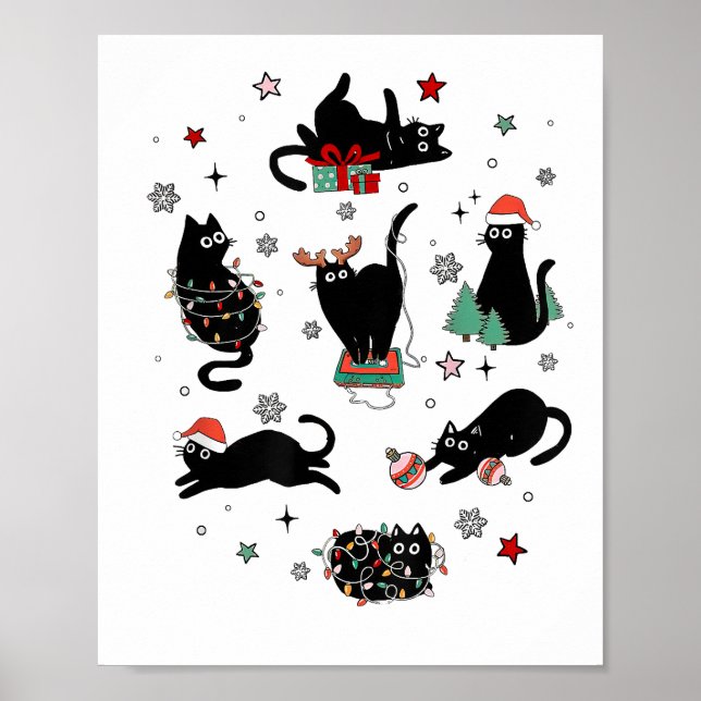 Póster Navidades Gatos Negros (Frente)