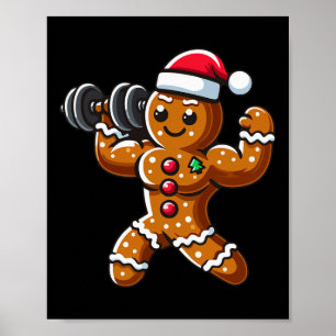 Póster Navidades Gingerbread Halterofilia Man Workout Bo
