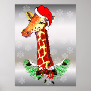 Póster Navidades Giraffe