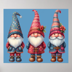 Póster Navidades Gnomes Trio Poster