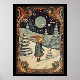 Póster Navidades Gouache Vintage Retro