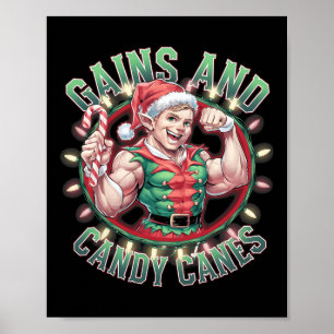 Póster Navidades Graciosos, Ganancias De Elf Gym Workout 