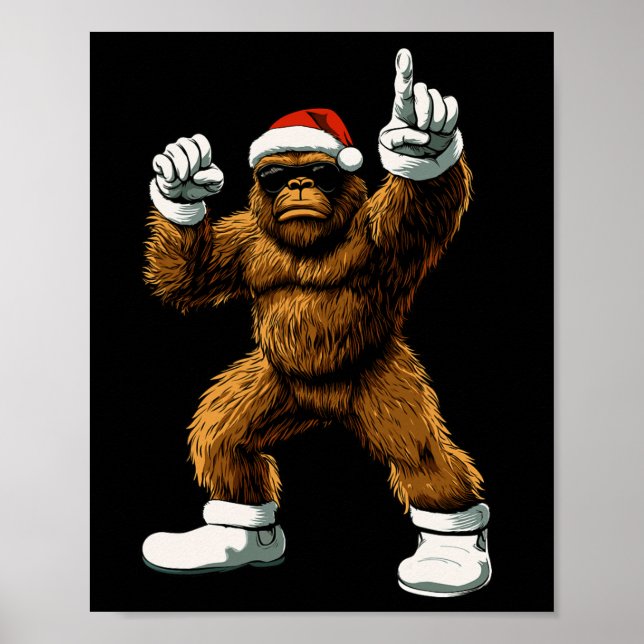 Póster Navidades Gráfica divertida Tee Bigfoot Santa Kids (Frente)