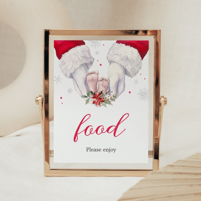 Póster Navidades Greatest Gift Baby Shower Food (Santa Christmas Greatest Gift Baby Shower Food Sign)
