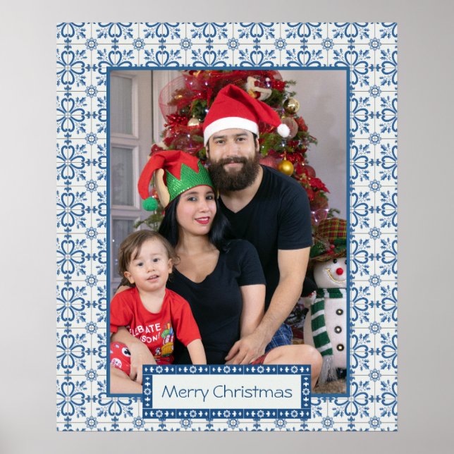 Póster Navidades grill y flores pétalos marco (Frente)