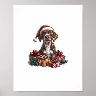 Póster Navidades GSP del Puntero Santa Hat alemán de Shor