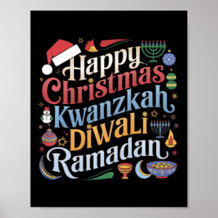 Póster Navidades Hanukkah Kwanzaa Diwali Ramadan