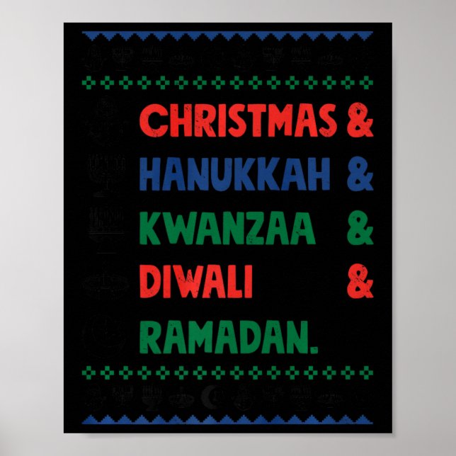 Póster Navidades Hanukkah Kwanzaa Diwali Ramadan Gracioso (Frente)