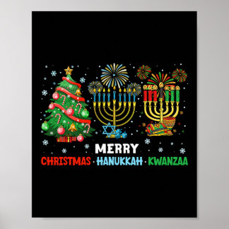 Póster Navidades Hanukkah Kwanzaa Felices Fiestas coincid