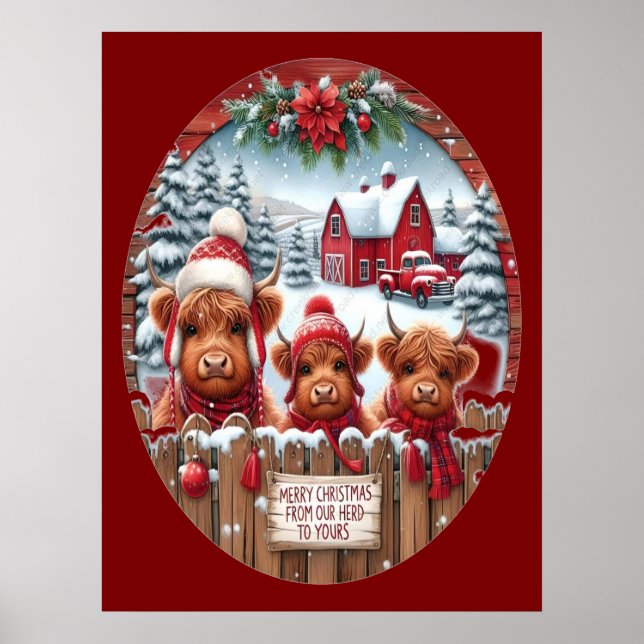 Póster Navidades Highland Cow Bubblegum 2025 (Frente)
