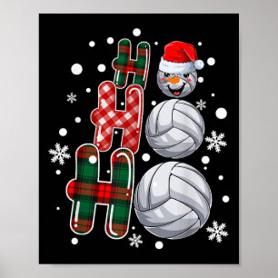 Póster Navidades Ho-ho-ho Santa Snowman Volleyball Xmas P