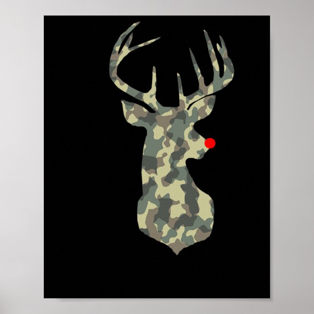 Póster Navidades Holiday Rudolf Reindeer Red Nose Camo Hu (Frente)