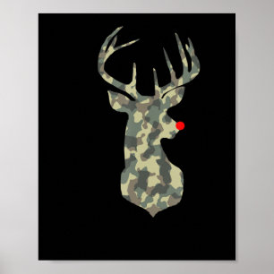 Póster Navidades Holiday Rudolf Reindeer Red Nose camo hu