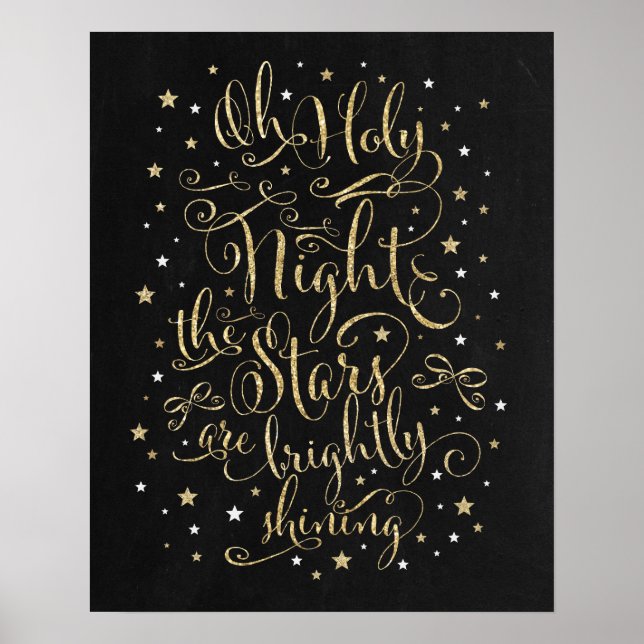 Póster Navidades Holiday Wall Art Faux Gold Calligraphy (Frente)