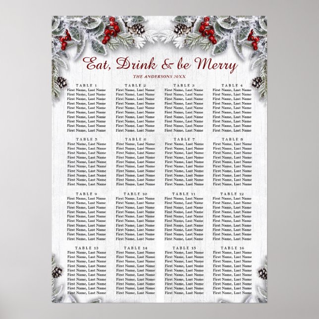 Póster Navidades Holly Berry 16 Tablas Sillings CHART (Frente)