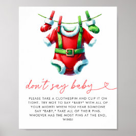 Póster Navidades Holly Santa Baby Shower no dicen bebé
