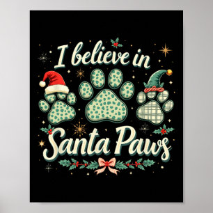 Póster Navidades Hombres Santa Paw Mujer Niños Chica Tee