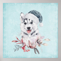 Navidades Husky Dog en Santa Hat