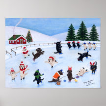 Navidades Ice Skating Labradors Artwork