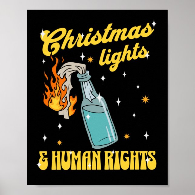 Póster Navidades iluminan a Pegatina de Derechos Humanos (Frente)
