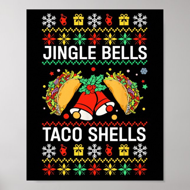 Póster Navidades jingle Bells Taco bombardea graciosa uni (Frente)