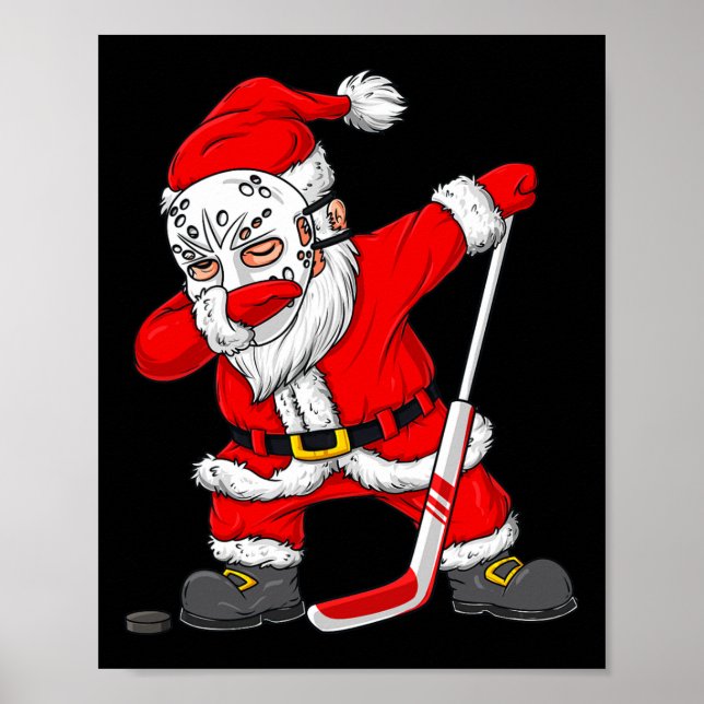 Póster Navidades Jugador de Hockey Santa Dabbing Niños Da (Frente)